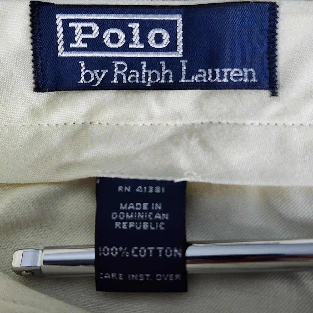 Polo Ralph Lauren Mens 38x32 Gray‎ Herringbone Pleated Cuffed Cotton Dress Pants